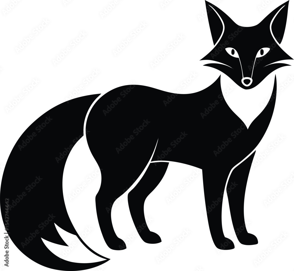 Black Fox Silhouette On White Background
Black Fox Silhouette On White Background