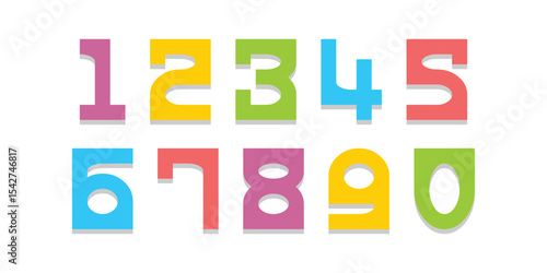 Custom vector creative color geometry shapes' numerals. font alphabet vector illustrations.
