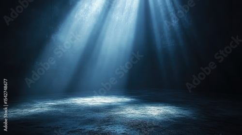 Blue Light Stage Setting An Enigmatic Ambience of Rays in a Dark Space Ideal for Dramatic Lighting Showcases and