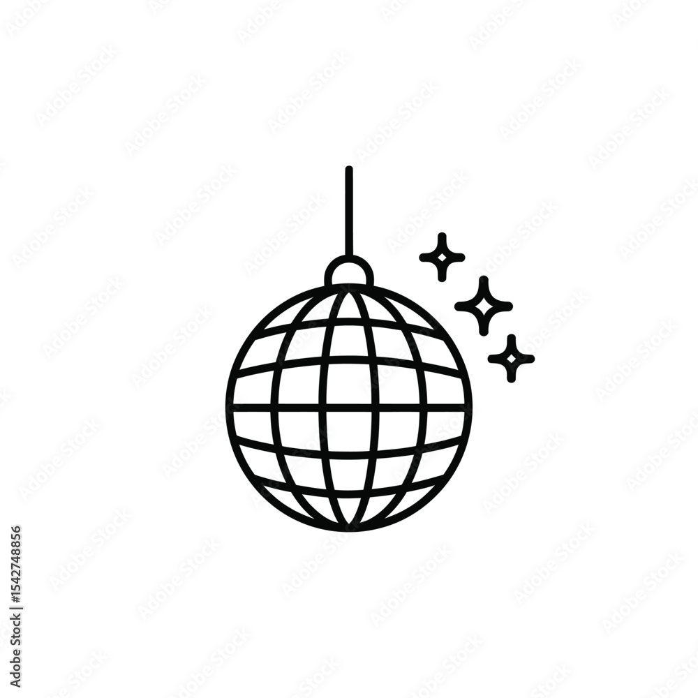 Disco Ball Icon Line Art Graphic Design Disco Ball Icon Line Art Graphic Design