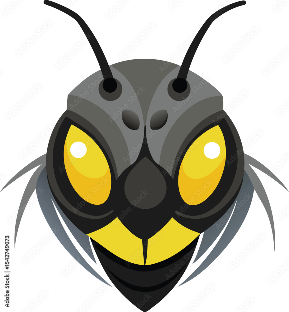 Naklejka premium Angry Bug with Yellow Glowing Eyes