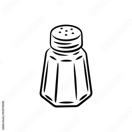 Salt shaker illustration in black and white line art style
