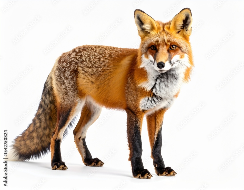 Fototapeta premium Close-up portrait of a fox isolated on white background