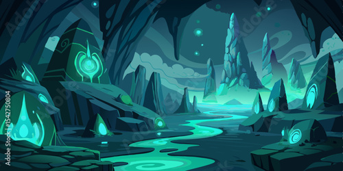 Ancient sea caves glow with bioluminescent walls a mesmerizing natural wonder illuminating the depths