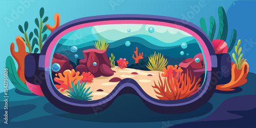 Vibrant Coral Reef Seen Through a Scuba Mask Lens A Stunning Underwater View