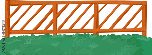 Slanted Red Frame Fence vector border for garden, landscape, spring, and nature decoration