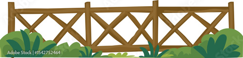 Lattice Fence with Yellow Flowers vector border for garden, landscape, spring, and nature decoration