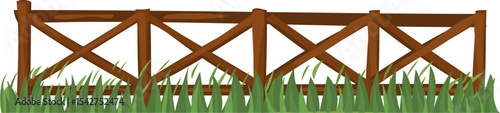 Crossbar Fence Border vector border for garden, landscape, spring, and nature decoration