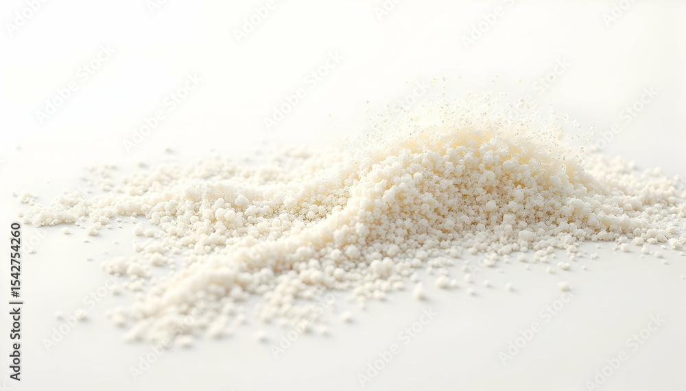 Pile of White Granular Substance on White Background Pile of White Granular Substance on White Background