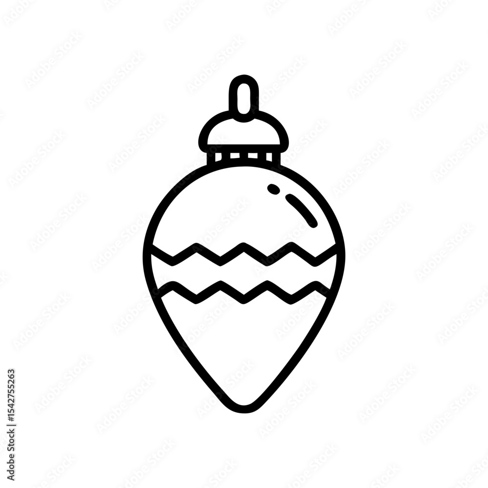 Obraz premium Illustration of a christmas ornament with zigzag pattern in black outline