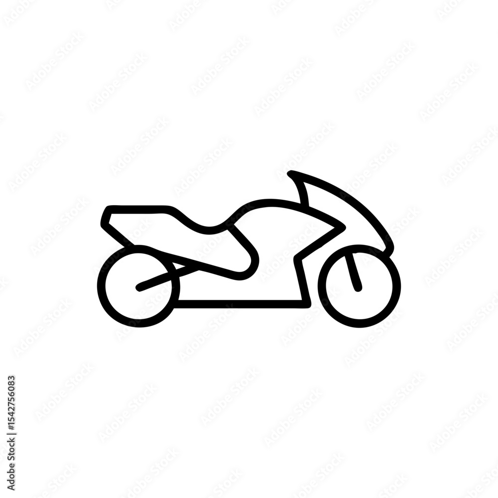 Fototapeta premium Outline illustration of a motorcycle with two wheels and a seat view