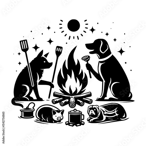 Animals campfire cooking outdoors summer fun