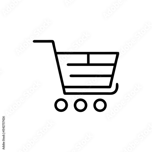 Illustration of a simple shopping cart with three wheels in black line