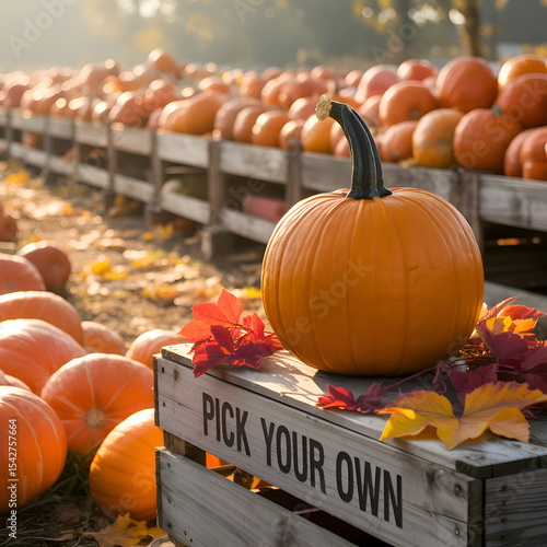 Harvesting joy at a vibrant pumpkin patch in autumn's golden glow Generative AI
