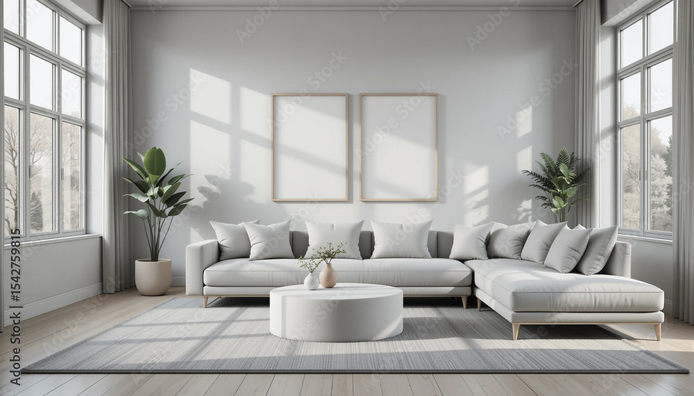 Modern Living Room Poster Frame Mockup,ISO A Paper Size,3D Interior Design Scene,Interior mockup with house background Modern Living Room Poster Frame Mockup,ISO A Paper Size,3D Interior Design Scene,Interior mockup with house background