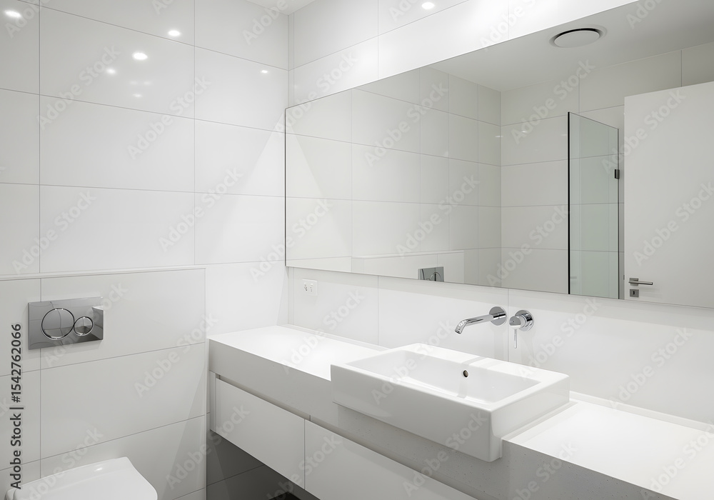 custom made wallpaper toronto digitalSleek mirror and sink in contemporary bathroom design