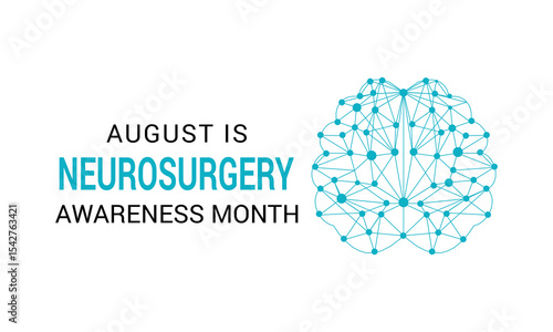 Vector graphic of Low poly  Neurosurgery Awareness Month this August. Treating complex brain, spine, and nerve conditions. A concept for healthcare and medicine. Banner poster, background design.