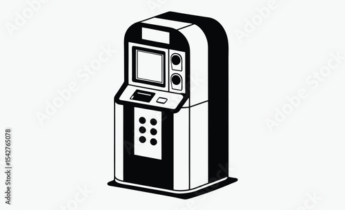 Coin operated phone, vintage payphone silhouette, retro public telephone icon