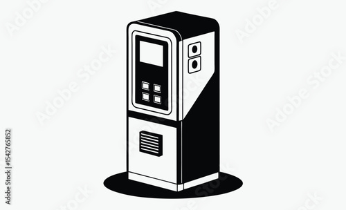 Coin operated phone, vintage payphone silhouette, retro public telephone icon