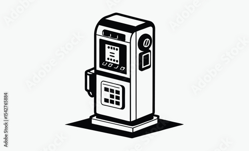 Coin operated phone, vintage payphone silhouette, retro public telephone icon