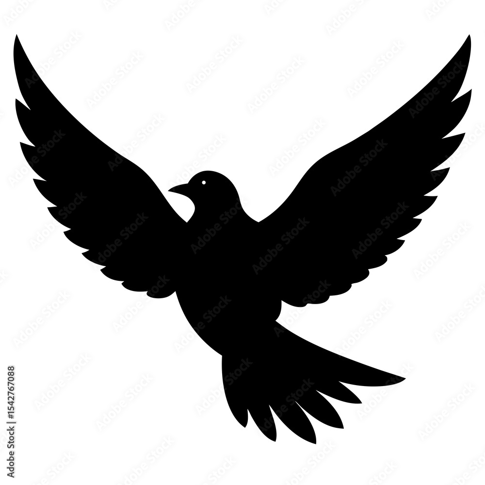 Fototapeta premium Silhouette of flying bird with wings spread suitable for freedom and travel themes