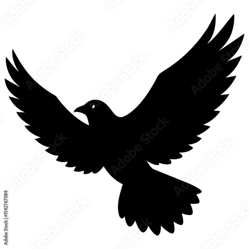 Flying bird with open wings silhouette perfect for wildlife sky and birdwatching art