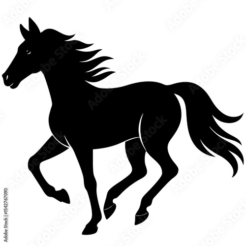 Silhouette of galloping horse side view ideal for speed nature and wild animal themes