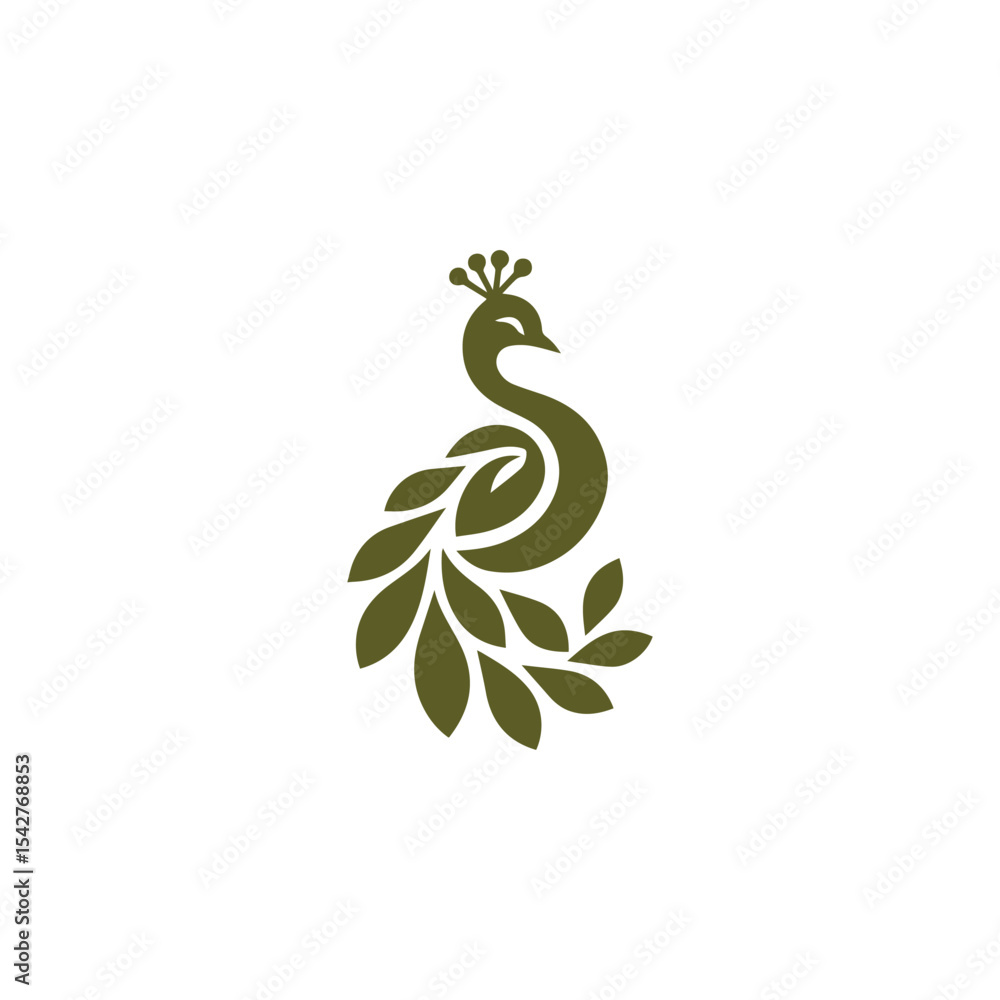 Naklejka premium Elegant peacock logo