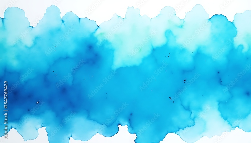 Obraz premium Deep blue and turquoise watercolor texture with flowing edges and subtle splatter, evoking ocean movement and artistic freedom.