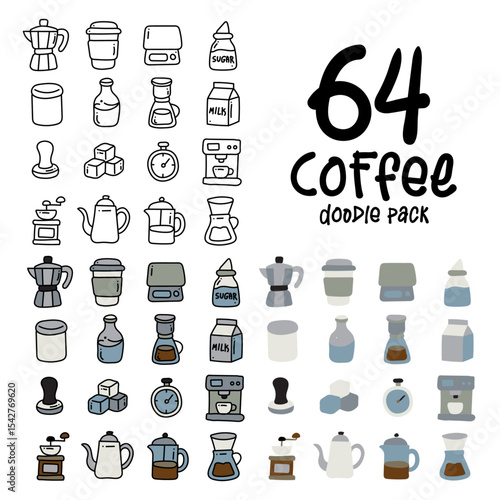 Coffee tools line icons. coffee maker machine. Espresso cup,   Scale , Moka Pot , bottle , grinder , drip coffee , french press , aero press Vector
