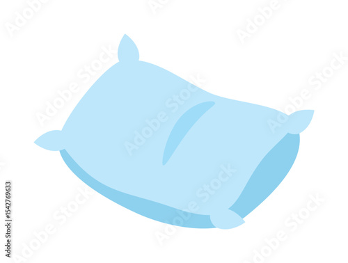 Illustration of a fluffy soft blue pillow isolated on a white background