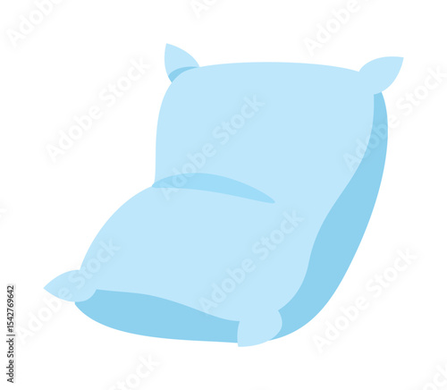 Isolated light blue soft pillow on a white background in simple flat style illustration