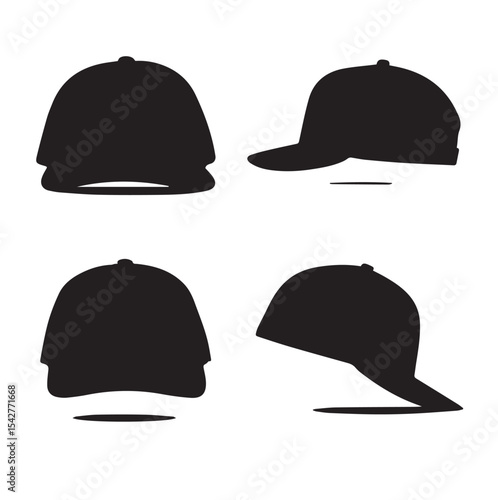 baseball hat silhouette set, Black & White silhouette set