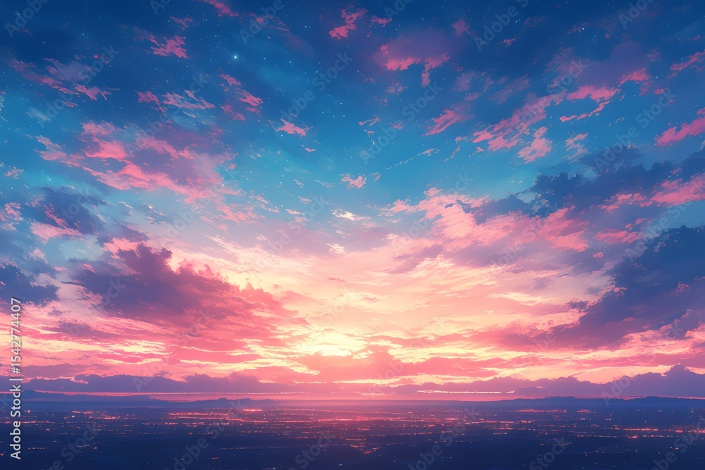 Anime-Inspired Sky with Wispy Clouds Anime-Inspired Sky with Wispy Clouds