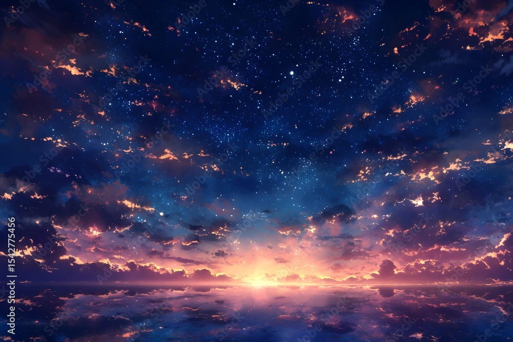 Fototapeta premium Starlit Night Sky with Clouds