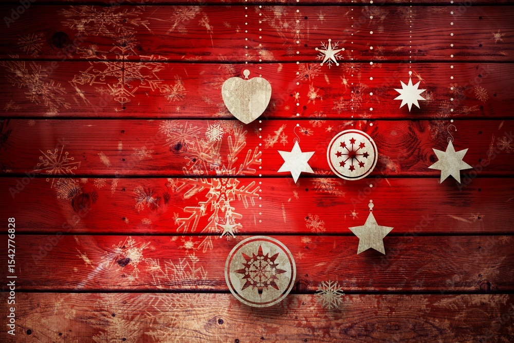 Obraz premium Christmas decorations over wood
