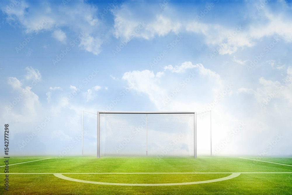 Fototapeta premium Football pitch under blue sky