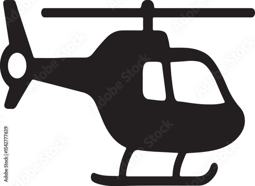 Black and White Helicopter Icon for Transport and Travel