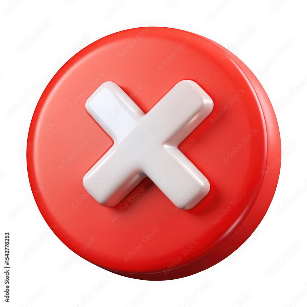 Obraz premium Red cross mark symbol error sign on white background on transparent background