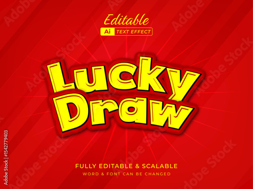 lucky draw cartoon text effect. 3d gaming text