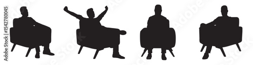 Vector Silhouette Collection: Clean and Bold Designs Set of handsome young man resting in grey armchair