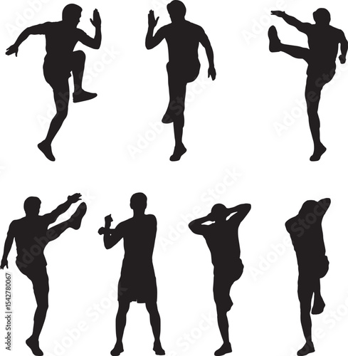 Fototapeta Vector Silhouette Collection: Clean and Bold Designs Cardio exercise on isolated background in gaiety full body length shot