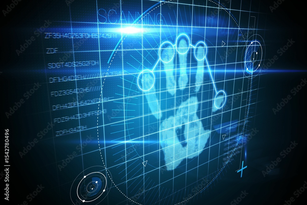 Fototapeta premium Digital security hand scan