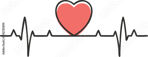Heart pulse. Red and white colors. Heart beat monitor, cardiogram. medical background vector icon illustration