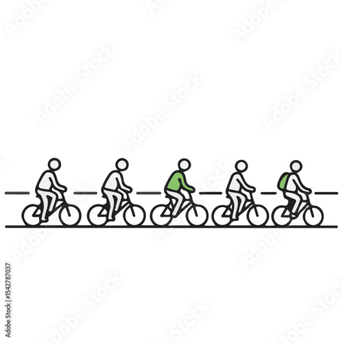 Five cyclists are riding their bicycles on a road.