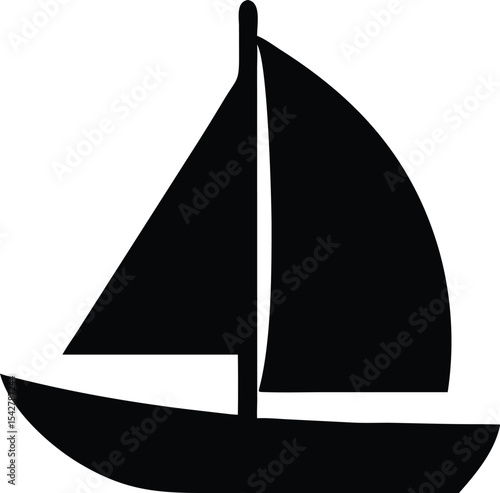 The sailboat icon. Sailing ship symbol. Logo for yacht club, for ship modeling sport. Vector illustration
