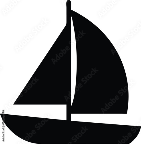 The sailboat icon. Sailing ship symbol. Logo for yacht club, for ship modeling sport. Vector illustration