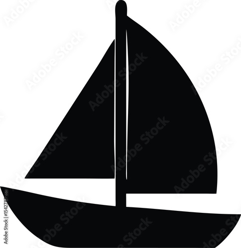 The sailboat icon. Sailing ship symbol. Logo for yacht club, for ship modeling sport. Vector illustration