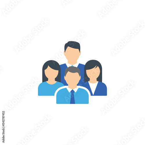 Flat Icon Design of a Diverse Business Team.
