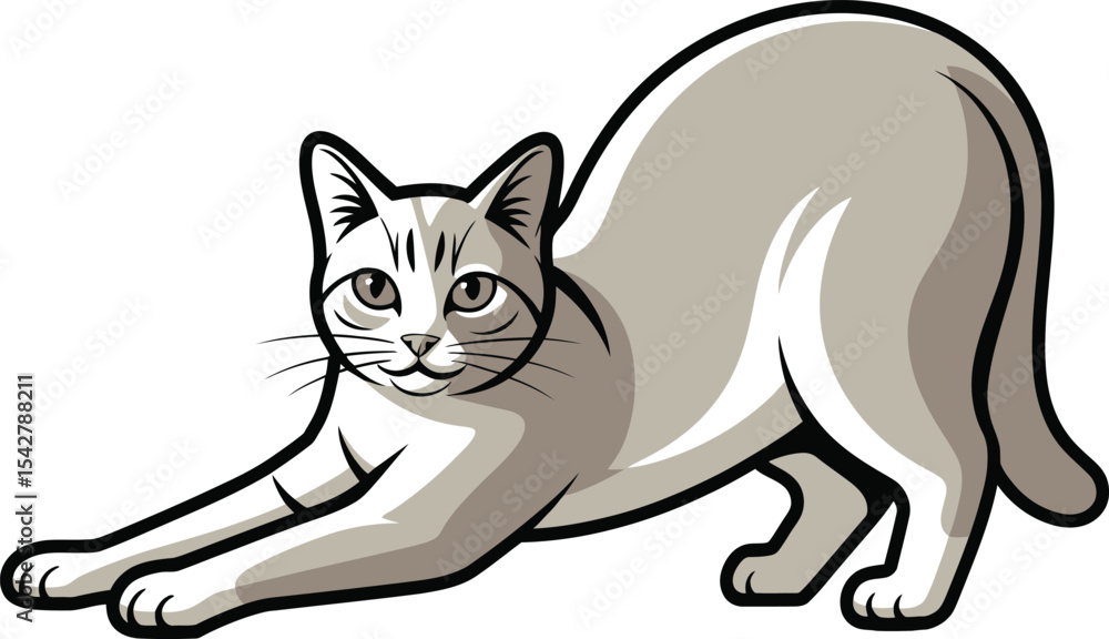Gray cat stretching cartoon illustration Gray cat stretching cartoon illustration